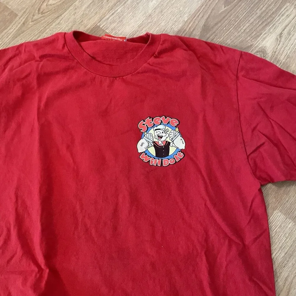 Full Send Nelk Boys “Steve will do it” Popeyes T-shirt Adult Size Large Red - Picture 3 of 6